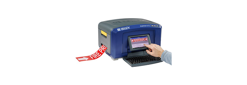 Brady printer printing safety labels  