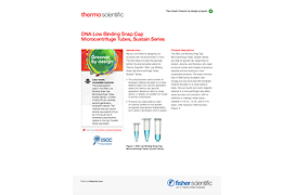 DNA Low Binding Snap Cap Microcentrifuge Tubes, Sustain Series Flyer